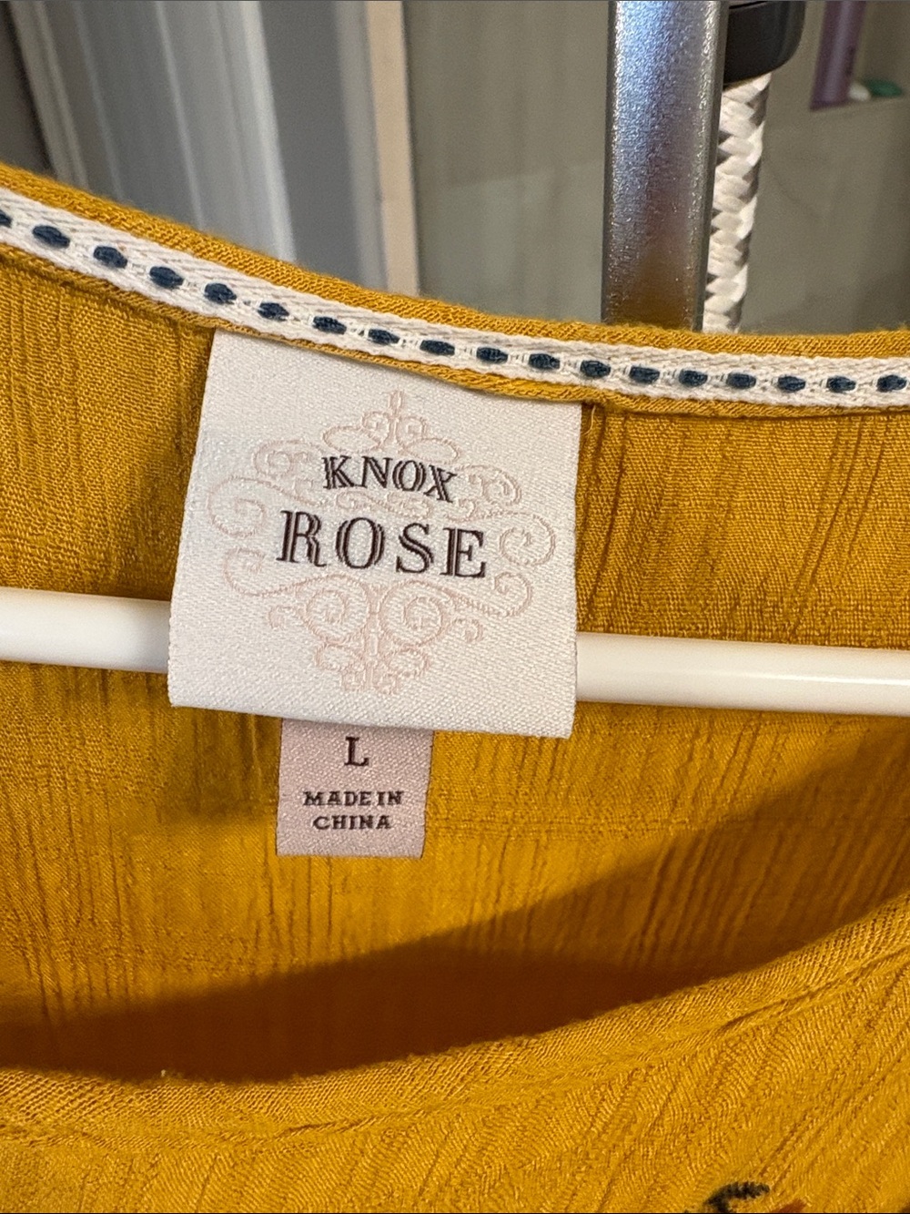 Knox Rose Mustard Yellow Embroidered Boho Top - Picture 3 of 4